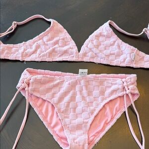 Limeapple Light Pink Textured Kids Bikini